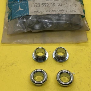 NEW Genuine Mercedes W123 W126 Set of 4 Door Lock Knob Chrome Bezel Trim Ring - Picture 1 of 3