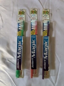 Lot of 3 VINTAGE Kids Toothbrush: Jordan V Magic, Norway: Handle Changes Colors - Picture 1 of 6