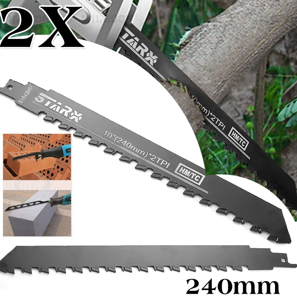 WILGOON 2X 240mm Säbelsägeblatt Hartmetall Säbelsägeblatt Stein Mauerstein Poroton S1543