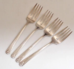 Four Oneida Bordeaux Prestige Silver Plate 6 1/2" Salad Forks - Picture 1 of 4