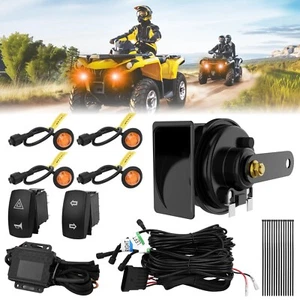 Plug and Play UTV Turn Signal Kit with 4 LED Lights Rocker Switch 110dB Horn - Picture 1 of 10