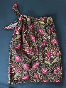 VINTAGE Calvin Klein Skirt 1980s Tie Skirt Petite Sz 4 Floral Cotton Print - Picture 1 of 4