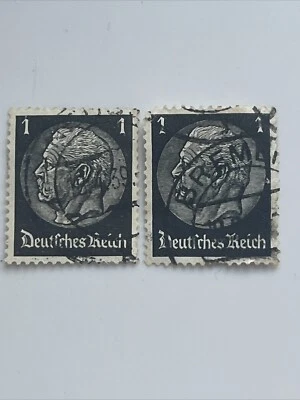 German postage stamp 1 Deutsche reich, very rare,  black. Two Stamps - Image 1 of 4