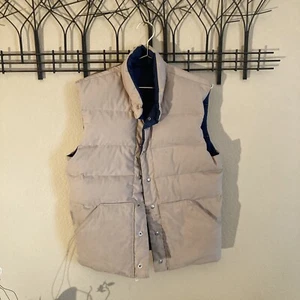 Vintage ALPINE DESIGNS Denver Blue Tan Down Puffer Vest Mens Sz Small Reversable - Picture 1 of 9