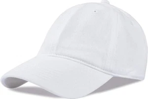 Unisex Baseball Cap Verstellbar Atmungsaktiv 100% Baumwolle Weiß Sportmütze - Large - Bild 1 von 3