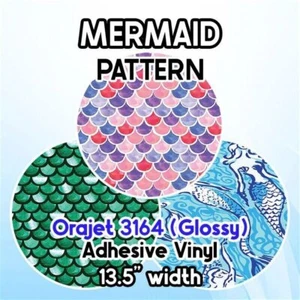 Meerjungfrau/Welle/Muschel gemusterter Klebstoff Vinyl 13,5" ROLLE **KOSTENLOSER VERSAND** - Bild 1 von 31