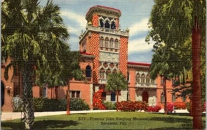 Vintage Famous John Ringling Mansion S-51 Color Linen Postcard Posted 1951 - Picture 1 of 2
