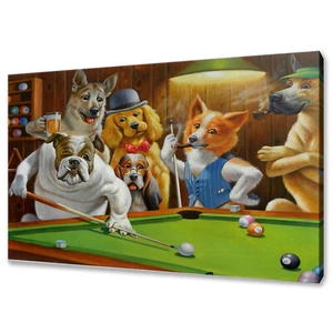 Cassius Marcellus Coolidge Hustler, Playing Pool Canvas Print Picture Wall Art - Picture 1 of 7