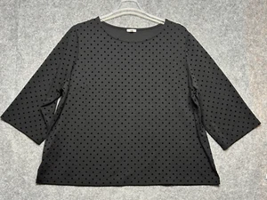 Talbots Shirt Women 3X Black Velvet Dots Tunic Classic Versatile Timeless Top - Picture 1 of 13