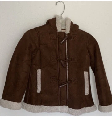 Girls Route 66 Brown Coat Jacket, Faux Sherpa Lining Size 4/5 - Image 1 of 4