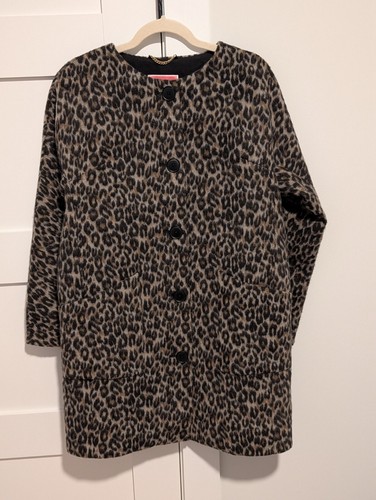 Zuccheriera Kate Spade misto lana stampa leopardata spazzolata stile bozzolo donna taglia S