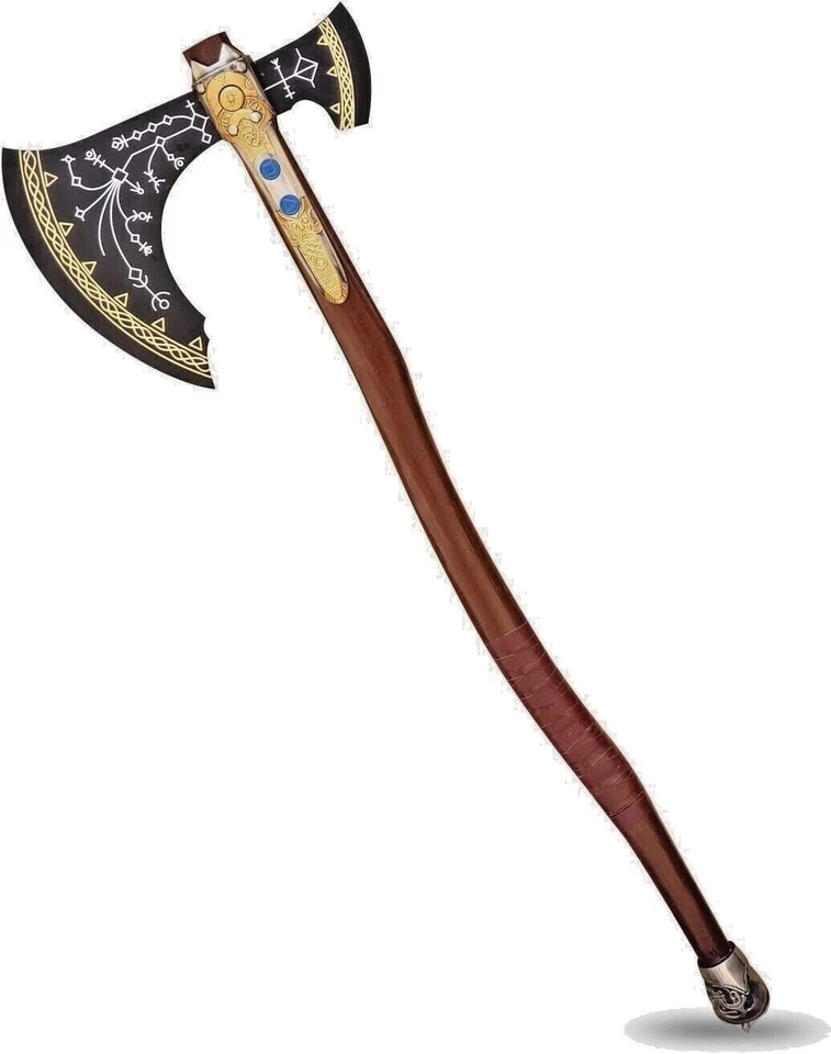 Hacha Kratos, hacha vikinga de acero al carbono God of War con funda de cuero regalo de cumpleaños Foto 1 de 4