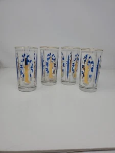 4er Set Vintage Ardesté Blaugold Weiß Trinkbecher Highball Trinkgläser - Bild 1 von 5