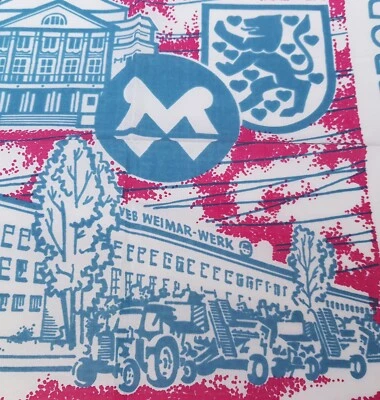 VEB Weimar Werk Deckchen Traktor Landmaschinen Kulturstadt Ehrengeschenk DDR - Bild 1 von 3