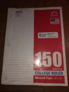 NORCOM 150 Sheets College Ruled Notebook Paper 10 1/2" x 8" - Picture 1 of 2