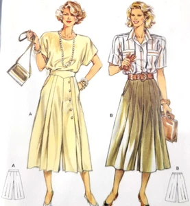 Uncut Burda 5063 Sew Pattern Pleated Pant Split Skirt Culotte Gauchos 12-24 - Picture 1 of 5