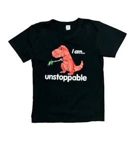 Black T-shirt 'I am Unstoppable' Dinosaur T-Rex Size S Short Sleeve Tee - Picture 1 of 1
