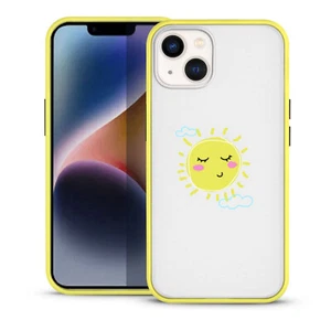 Für iPhone 14 Translucent Design Frosted Yellow TPU + PC Bumper Case - Cute Sun - Bild 1 von 6
