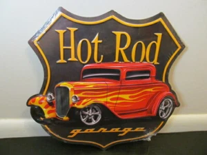 Open Road Brands Hot Rod Garage Embossed Metal Sign, Father's Day Mancave - Picture 1 of 4