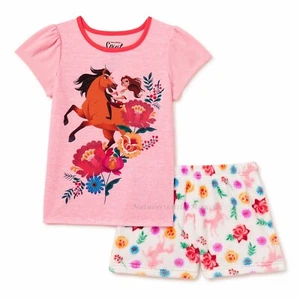 Spirit Riding Free Untamed Horse Pajamas Girl's Size 4 5 6 Equestrian Top Shorts - Picture 1 of 4