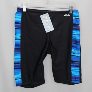 Pantalones Cortos de Natación Dolfin Para Hombre Talla 38 Negro Azul Rayas Laterales Nuevos con Etiquetas Hechos en EE. UU. - Imagen 1 de 9