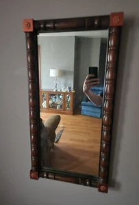 Vintage Large Wood Framed Mirror • 28¼" Tall by 14⅝" Wide - Picture 1 of 22