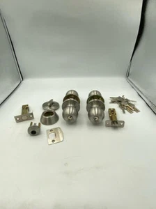 Knobonly Keyed Alike Exterior Door Knob, Round Lock One Sided Deadbolt set of 7 - Picture 1 of 8