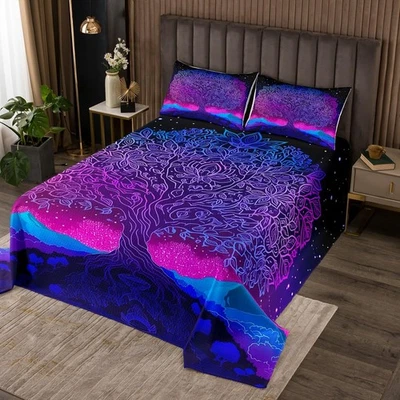 Tree of Life Bedspread Aesthetic Butterfly Quilted King,Psychedelic Gradient ... - Image 1 of 4