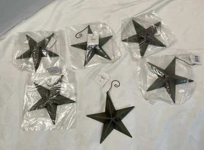 Juego de 6 adornos decorativos de estrella de metal rústico estrella de granero verde 5" Foto 1 de 4