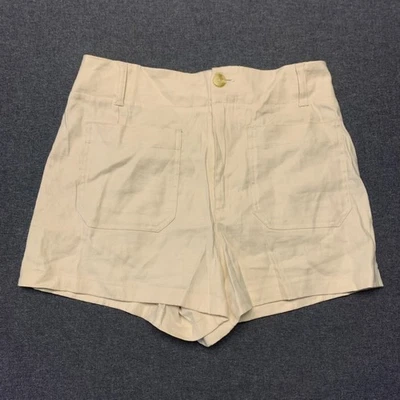 Maeve by Anthropologie 女式短裤 30 码奶油色 Colette 亚麻混纺 — 第 1/4 张图片