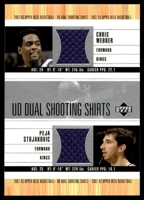 2002-03 UD Ovation Authentics Shooting Shirt Peja Stojakovic/Chris Webber Patch - Image 1 of 2