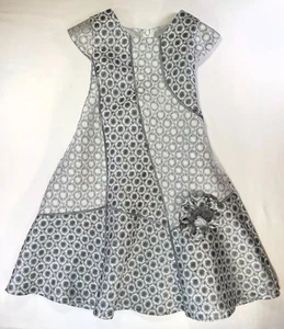 Isobella & Chloe Girls Party Dress Size 8 Silver Floral A-line – Free Ship - Picture 1 of 8