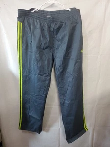 Adidas Climalite Track Pants Uomo 2XL Climaproof Caviglia Zip Rigato Grigio Neon - Foto 1 di 6
