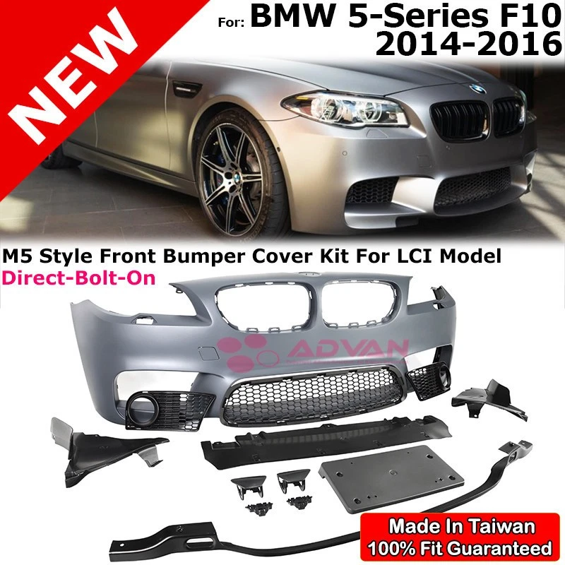 Cubierta de parachoques delantero estilo M5 con cubierta antiniebla para BMW Serie 5 Sedán 14-16 F10 LCI Foto 1 de 4