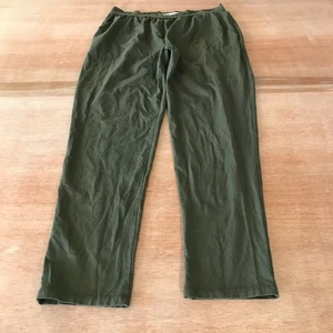 Fighting Eel Pull On Straight Leg Pants Women M Green Mid Rise Pocket Stretch - Picture 1 of 12