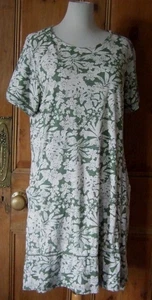 FAT FACE GREEN MIX FLORAL PRINT SLIP ON COTTON JERSEY DRESS SZ 16 - Picture 1 of 4