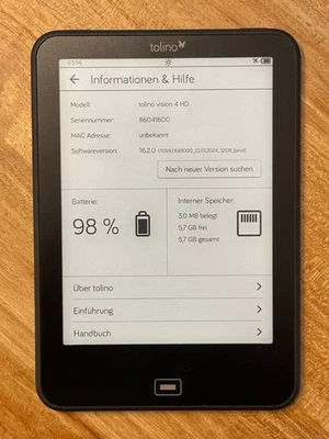 Tolino Vision 4 HD 8GB schwarz eBook Reader - Bild 1 von 4