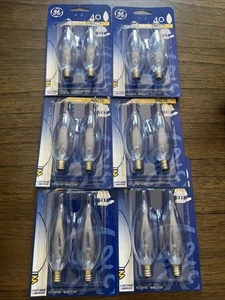 GE 40 Watt 40W Chandelier Candelabra Bulbs Clear 6 2 Pack 12 Total 19110 Lamp - Picture 1 of 4