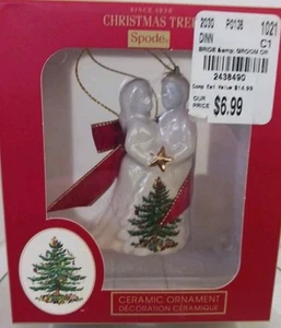 Spode Bride Groom Our First Christmas / Christmas Tree Ornament Porcelain - Picture 1 of 6