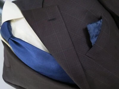 Abrigo deportivo Brioni TRAIANO marrón carbón ventana cuadros tres botones 46 L Foto 1 de 4