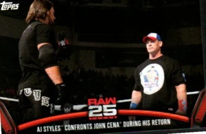 2018 Topps WWE Then Now Forever - 25 Years of Raw #RAW-44 AJ Styles / John Cena  - Picture 1 of 2