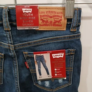 Levi’s Youth 720 High Rise Super Skinny Jeans Medium Sz 7/8 Light Wash Stretch - Picture 1 of 8