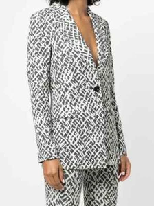 Blazer monopetto Rosetta Getty nero bianco geometrico taglia M nuovo con etichetta $1475 - Foto 1 di 9