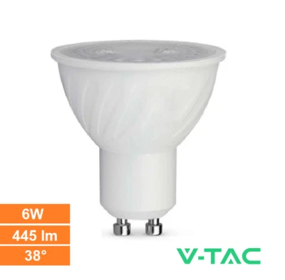 VTAC V-Tac VT-227 Lampadina LED GU10 6W 38° Faretto PAR16 SMD CALDA NATURALE FREDDA