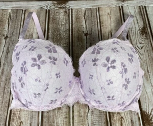 VICTORIA'S SECRET Dream Angels Lined Demi 32DDD Purple Lace Underwire Bra EUC - Picture 1 of 8
