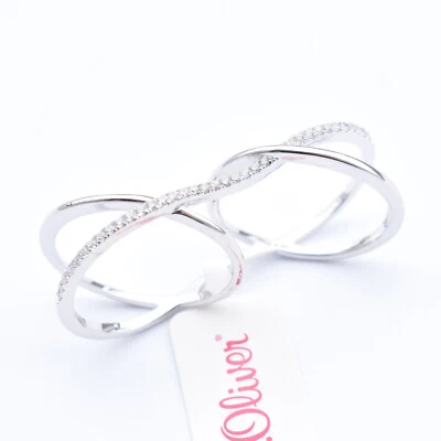 s.Oliver Damen Ring X Doppelring Zweifingerring 925 Silber Zirkonia Gr. 56 - Bild 1 von 4