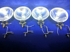 CLASSIC MINI WIPAC FOG AND DRIVING LIGHTS PLUS 4 MOUNTING BRACKETS PLUS COVERS - Picture 1 of 13
