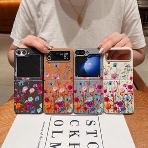 Coque Etui Pour Samsung Galaxy Z Flip6 Flip5 Flip4 3 Pliage Cuir Fleur Antichoc - Photo 1 sur 16
