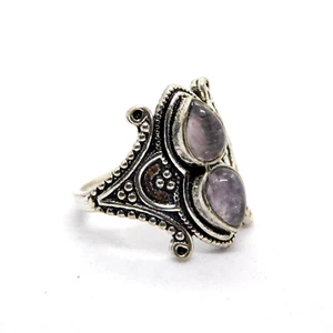 Anillo de cuarzo de cristal agrietado tamaño 5,5-925 plata de ley joyería hecha a mano JP11184 - Imagen 1 de 4