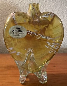 The Original Mt. St. Helens Ash Glass Blown Glass Heart Shaped Bud Vase 4.75” - Picture 1 of 9